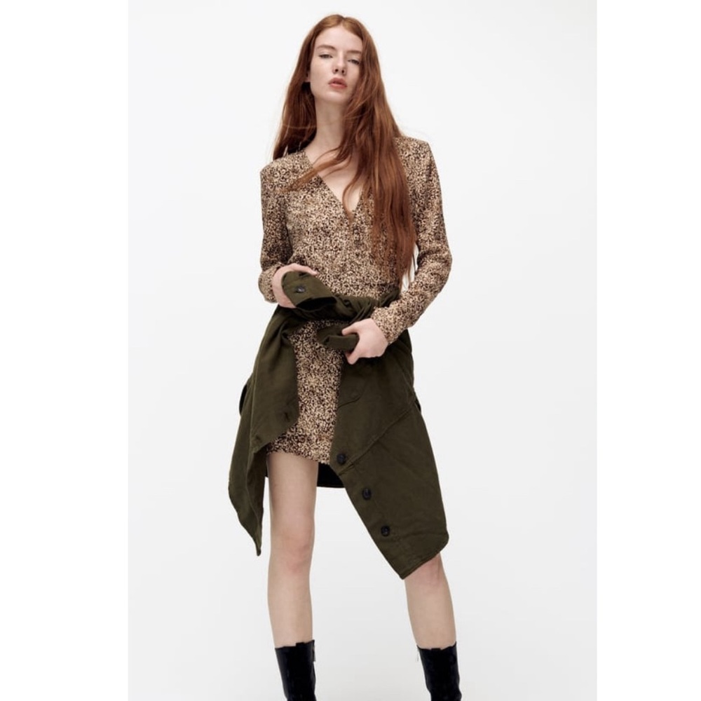 Zara wrap dress animal print size Small